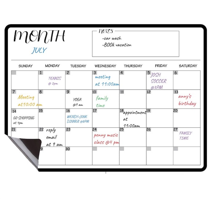 Planner Magnetic Lunar 42 x 30 cm, include 3 Markere Magnetice cu burete