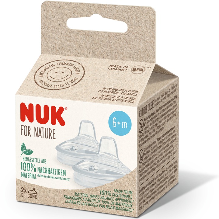 Биберон NUK For Nature, Силиконов, 2 броя