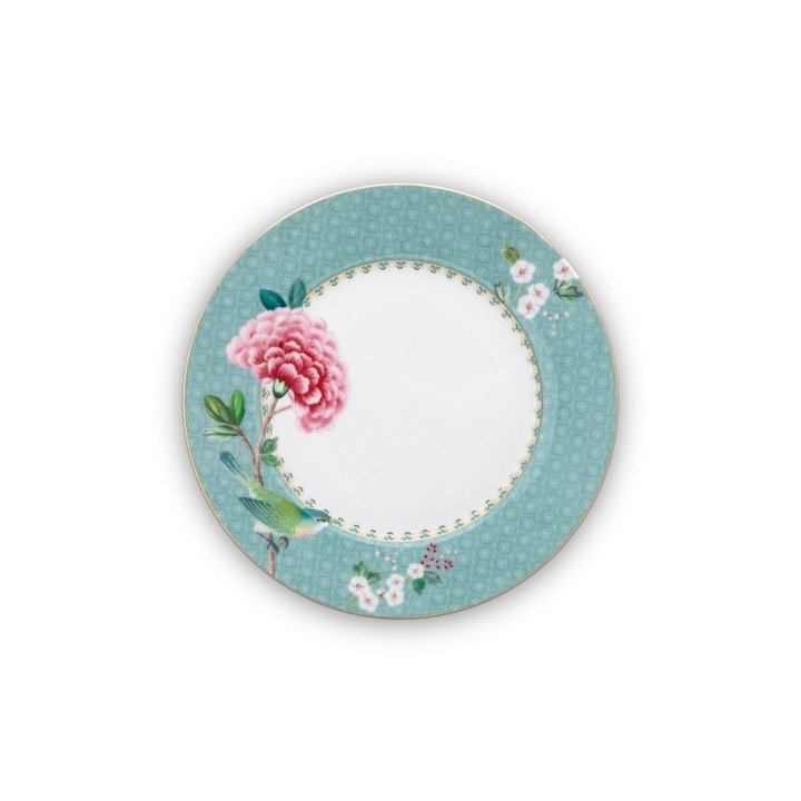 Farfurie din portelan, Pip Studio, Bleu, 21cm, colectia Blushing Birds