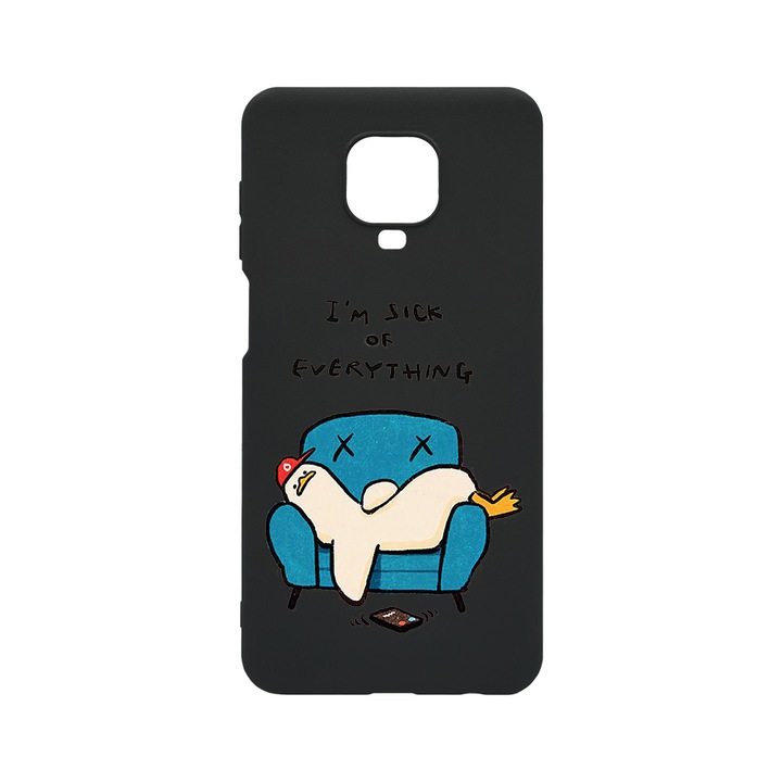 Husa BestCase® Slim SIlicon 0.8MM, Compatibila Cu Xiaomi Redmi Note 9 Pro Max, I'm Sick Of Everything, Rezistenta la uzura, B 1017