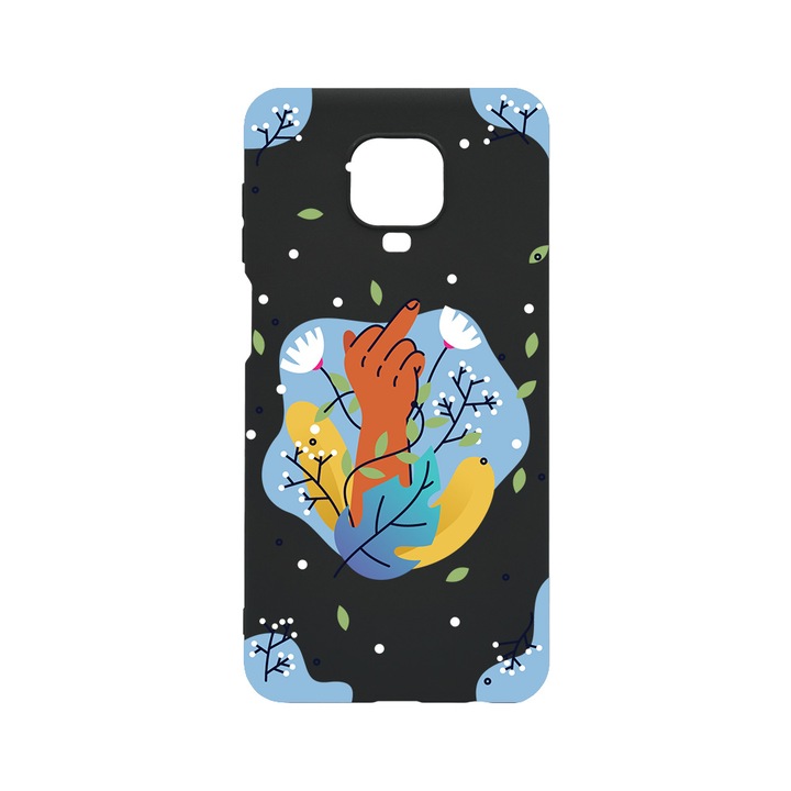 Husa BestCase® Slim SIlicon 0.8MM, Compatibila Cu Xiaomi Redmi Note 9S, Flowers FCK, Rezistenta la uzura, B 1020