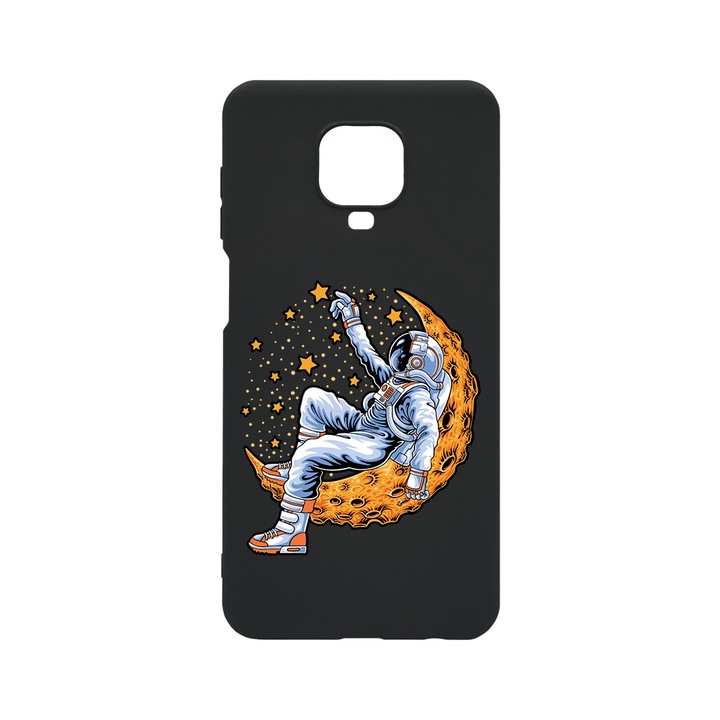 Husa BestCase® Slim SIlicon 0.8MM, Compatibila Cu Xiaomi Redmi Note 9S, Astronaut On Moon, Rezistenta la uzura, B 1001
