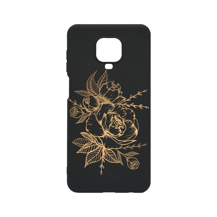 Husa BestCase® Slim SIlicon 0.8MM, Compatibila Cu Xiaomi Redmi Note 9S, Golden Rose, Rezistenta la uzura, B 989