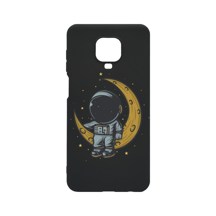 Husa BestCase® Slim SIlicon 0.8MM, Compatibila Cu Xiaomi Redmi Note 9 Pro, Astronaut on Moon, Rezistenta la uzura, B 997