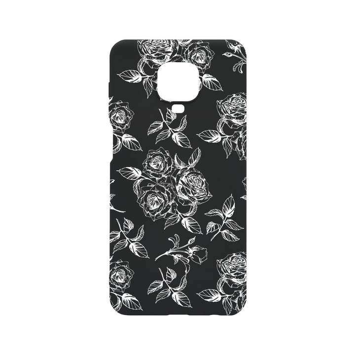 Husa BestCase® Slim SIlicon 0.8MM, Compatibila Cu Xiaomi Redmi Note 9 Pro, Black Roses, Rezistenta la uzura, B 1045