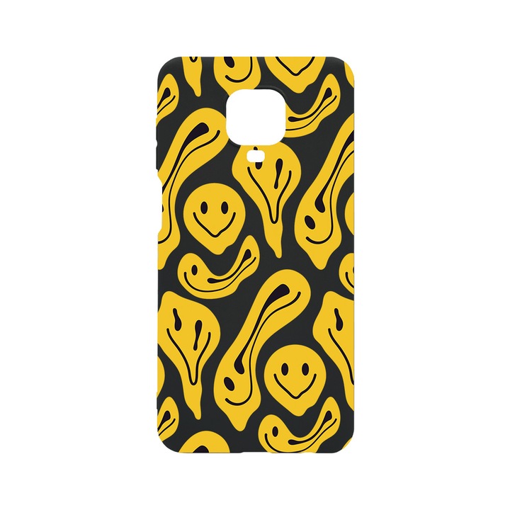 Husa BestCase® Slim SIlicon 0.8MM, Compatibila Cu Xiaomi Redmi Note 9 Pro Max, Yellow Acid Smiley, Rezistenta la uzura, B 1052