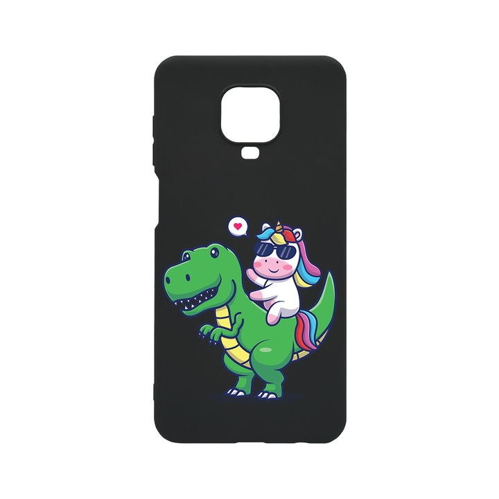 Husa BestCase® Slim SIlicon 0.8MM, Compatibila Cu Xiaomi Redmi Note 9 Pro, Dino Rider Unicorn, Rezistenta la uzura, B 993