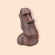 Statueta Moai 3D, Figurina Insula Pastelui, Design Exotic Minimalist, Bioplastic Eco-Friendly, Culoare Maro, pentru Birou, Masa sau Polita, 93x77x120 mm