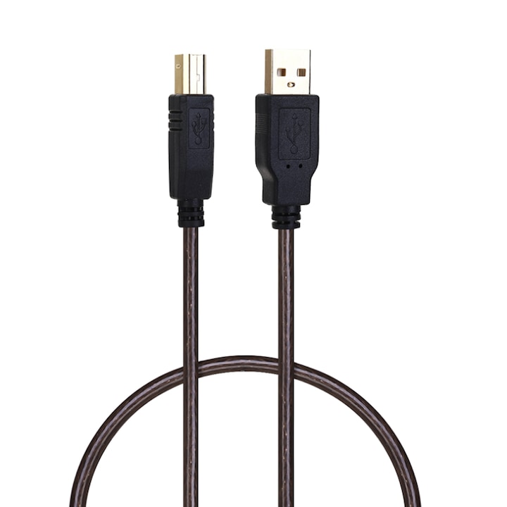 Cablu USB 2.0 pentru imprimanta cu mufe USB A si USB B, avand o lungime de 3 metri si culoarea neagra