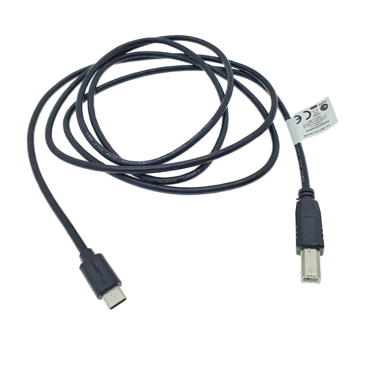 USB-C – USB-B kábel a nyomtató csatlakoztatásához, fekete, 1,8 m