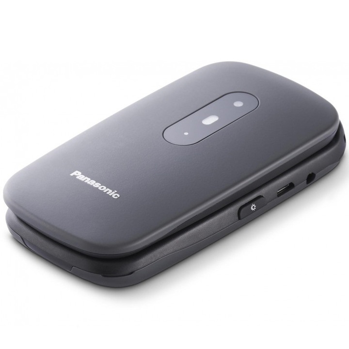 Telefon mobil cu clapeta, Panasonic, KX-TU446EXG, ecran de 2.4 inch, 2G, Gri