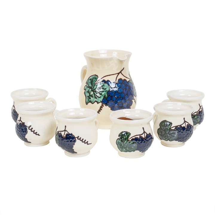 Set pentru vin din ceramica, 6 cesti 200ml + ulcior 1L / EXT 6630_1