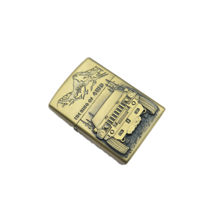 Запалка тип Zippo, Металик, Модел The King of 4 wd, Бензин, 6 см, Злато, Dalimag