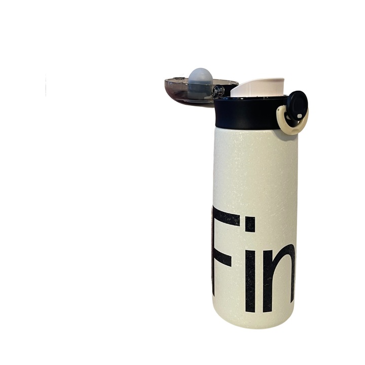Termos inox, FIne, 350ml, alb cu negru