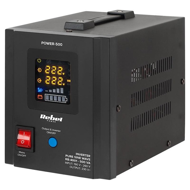 Ups Centrale Sinus Pur 500va 300w 12v Rebel, Afisaj Led