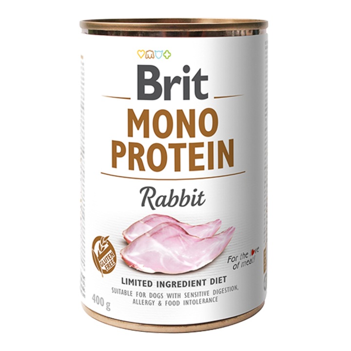 Conserva monoproteica pentru caini, Brit Mono Protein Rabbit, 400 g