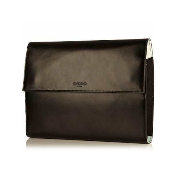 Geanta laptop, Knomo, Piele naturala, iPad mini, 10", Negru