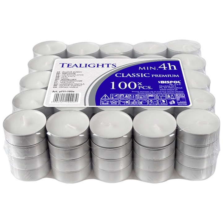 Комплект от 2 x 100 бели свещи Bispol Pill, 4 часа