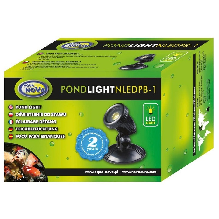 Akváriumi lámpa, Aqua Nova, LED, vízálló, 1 W, fehér