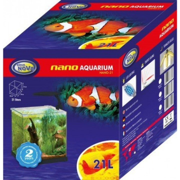 Аквариум комплект, Aqua Nova, 21л, LED, черен филтър