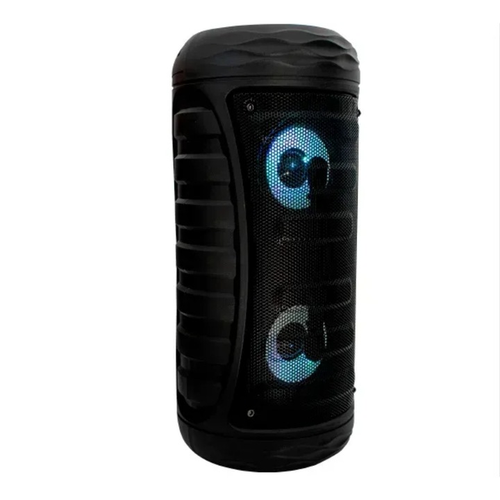 Boxa portabila wireless, Tec-way, cu lumini, Timp de incarcare: 3 ore, 22x17.5x33.6 cm, Negru