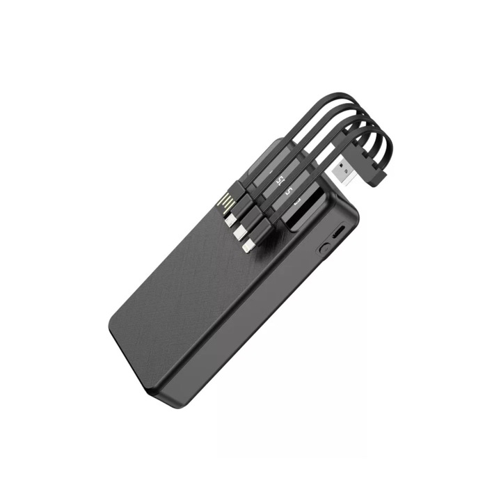 Earldom ET-PB51 Power Bank 20000 mAh beépített töltőkábelekkel fekete