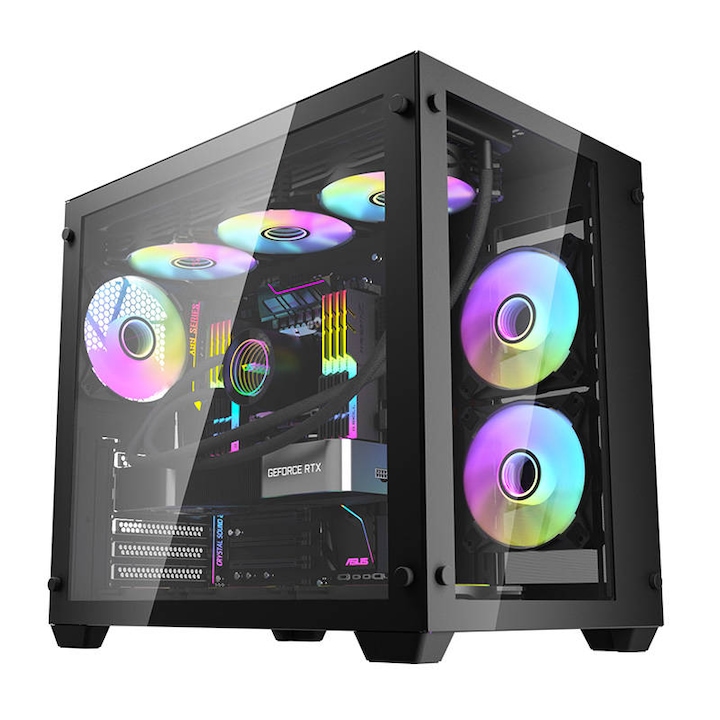 Кутия за компютър DarkFlash C285 без електрически стъкла, черна