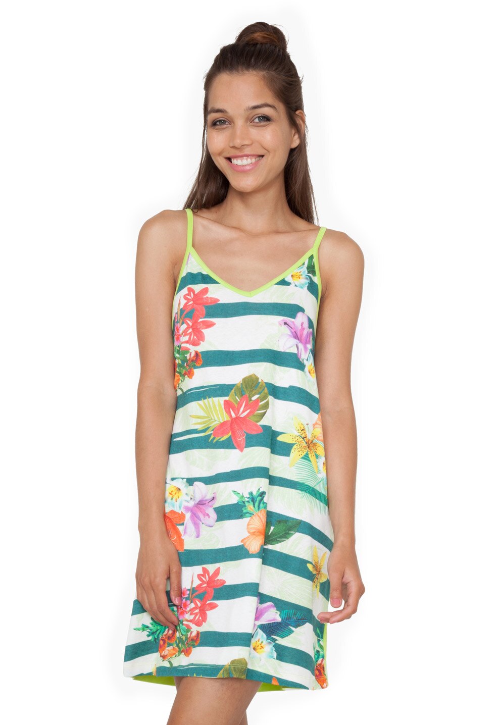 Desigual living Camasa de noapte alb cu albastru teal Sauvage M