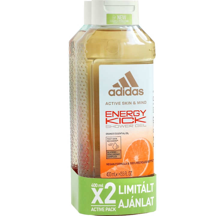 Adidas Active Skin&Mind Energy Kick női tusfürdő, 2x400 ml