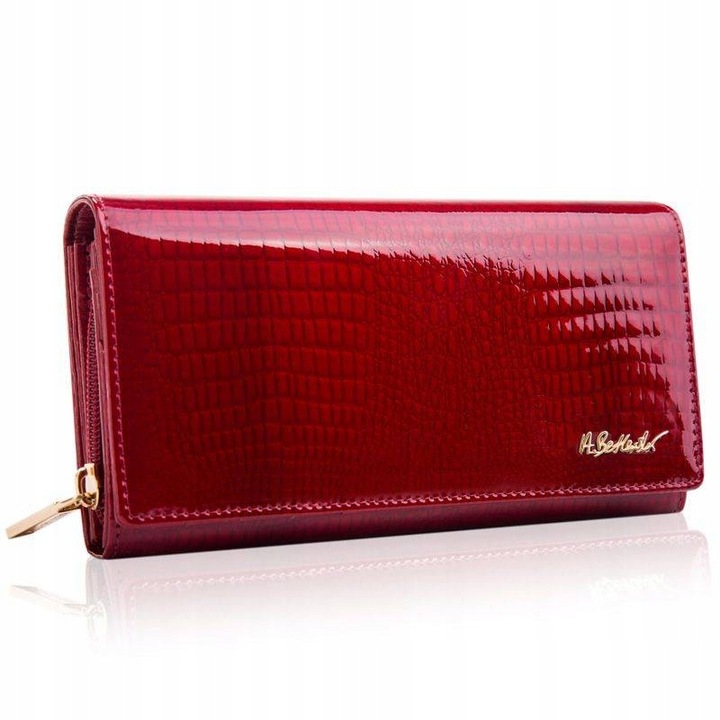 Portofel dama Betlewski, Piele Naturala, 19.5x10 cm, Rosu