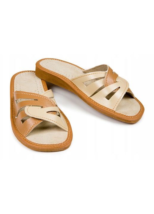 Papuci de dama, Piele, Maro, Anti derapant