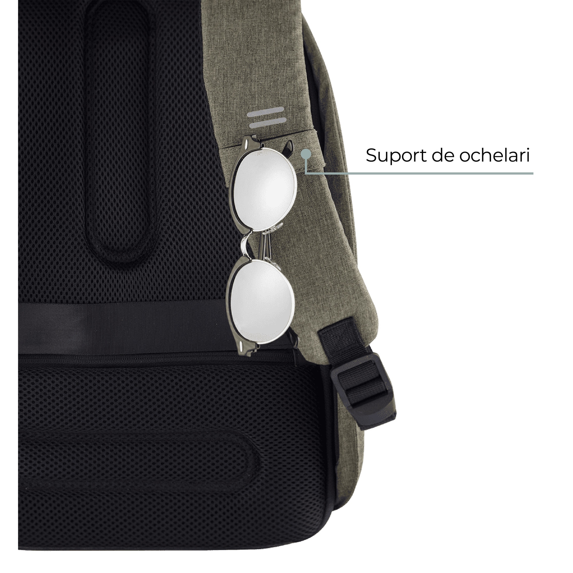 Rucsac Bobby Hero mini, XD, antifurt, compartimente laptop 13.3" si tableta 12.9", materiale sustenabile, protectie impotriva taierii, rezistent la apa, 10,5 L, kaki, bandana Empath inclusa