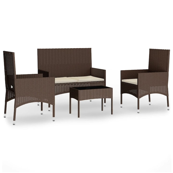 vidaXL 4 részes barna polyrattan kerti ülőgarnitúra párnákkal 19 kg 319495
