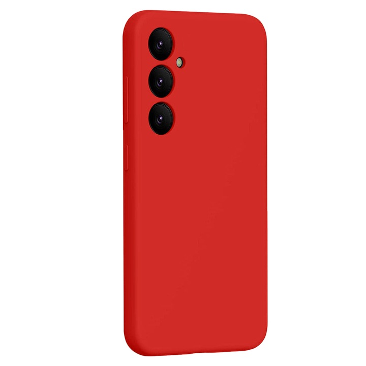 Силиконов калъф, съвместим с Samsung Galaxy A05s, вътрешност от микрофибър, гъвкав, червен