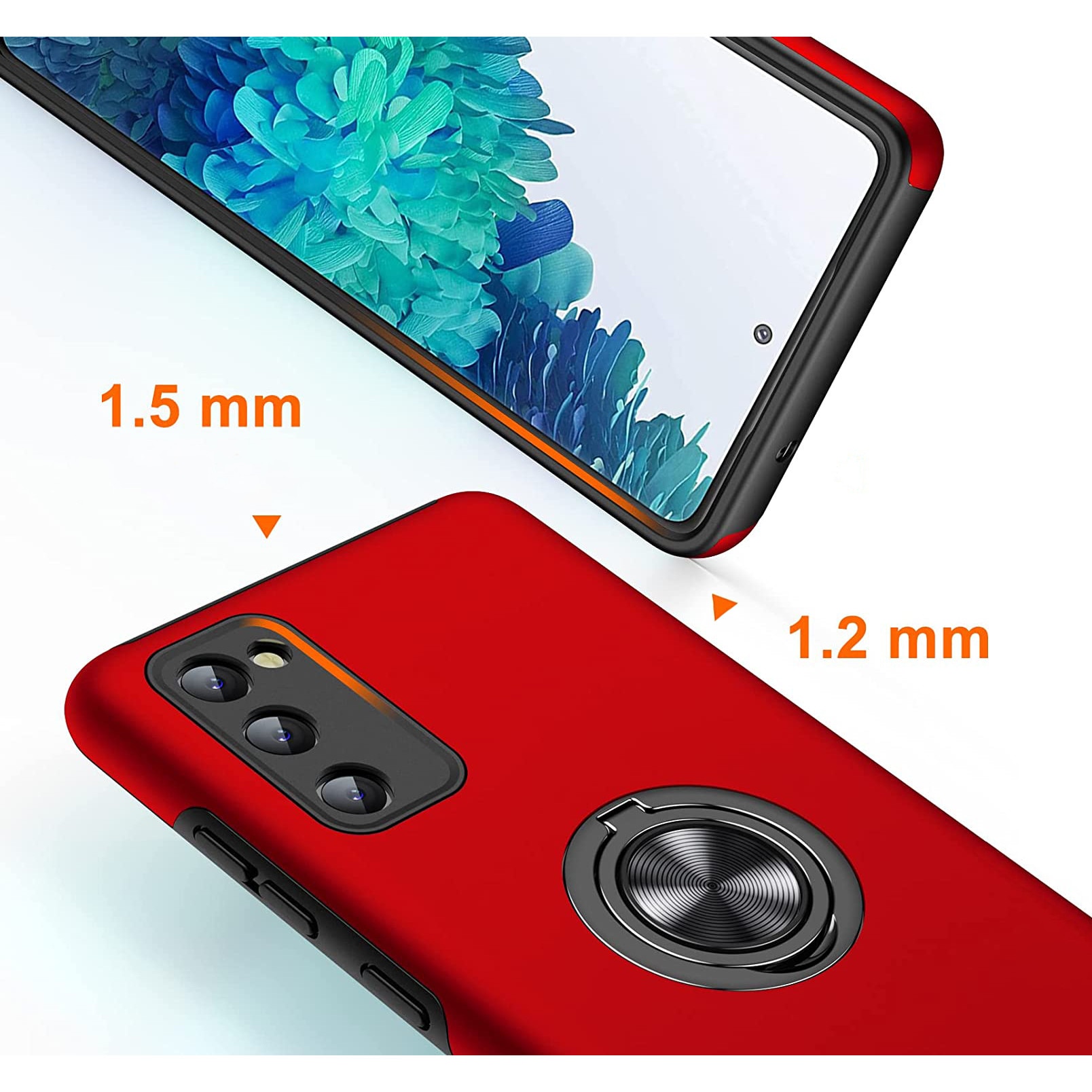 Husa pentru Samsung Galaxy S20 FE, inel rotativ 360° si Kickstand, Protectie Militara Antisoc, cu disipare termica, Rosu