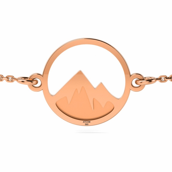 Rózsaszín arany karkötő lánccal, Munti modell