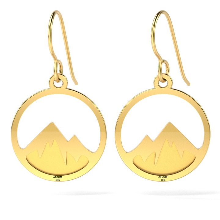 Cercei din aur galben model Munti