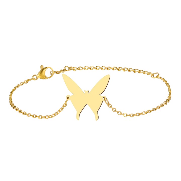 Női karkötő, finom pillangó mintás, pillangós medál, állítható, arany, EFAYN