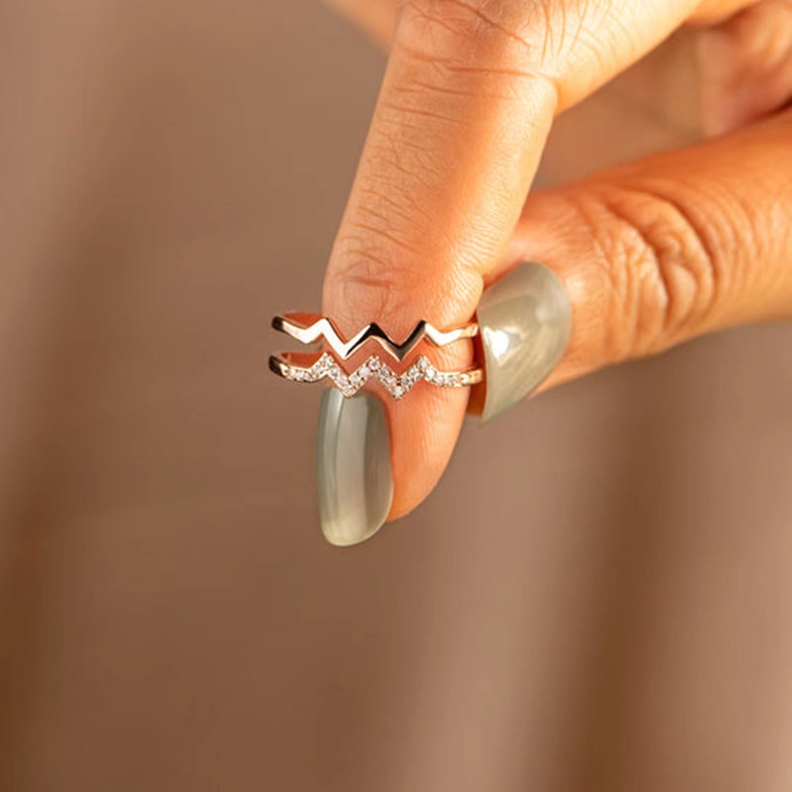 Dublu set diamant inima inima val linie inel - eMAG.ro