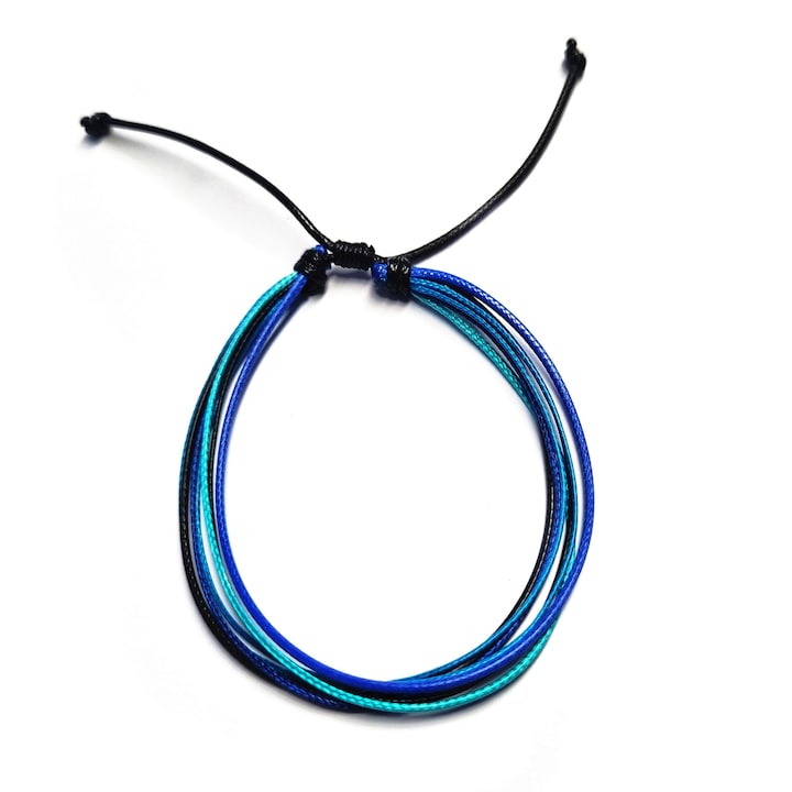 Bratara reglabila din mai multe snururi cerate, Blue by Wild Bracelets
