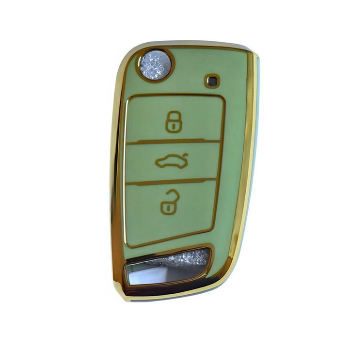 Carcasa protectie cheie auto pentru Volkswagen Passat 2017 culoare verde