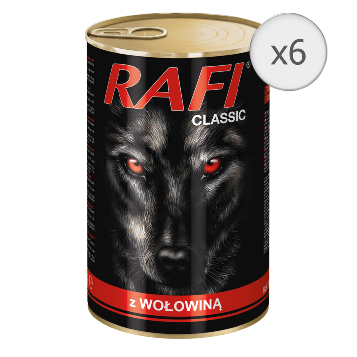 Rafi Classic kutyatáp szószban, marha, 6 x 1240 g