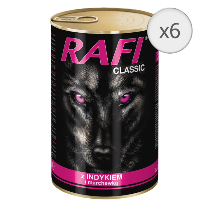 Rafi Classic kutyatáp szószban, pulyka és répa, 6 x 1240 g