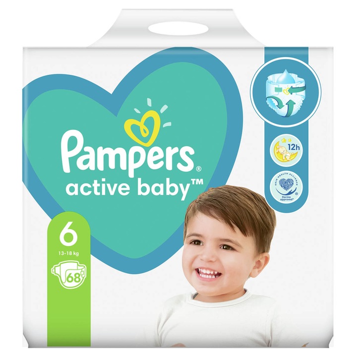 Scutece Pampers Active Baby, Marimea 6, 13-18 kg, 32 buc