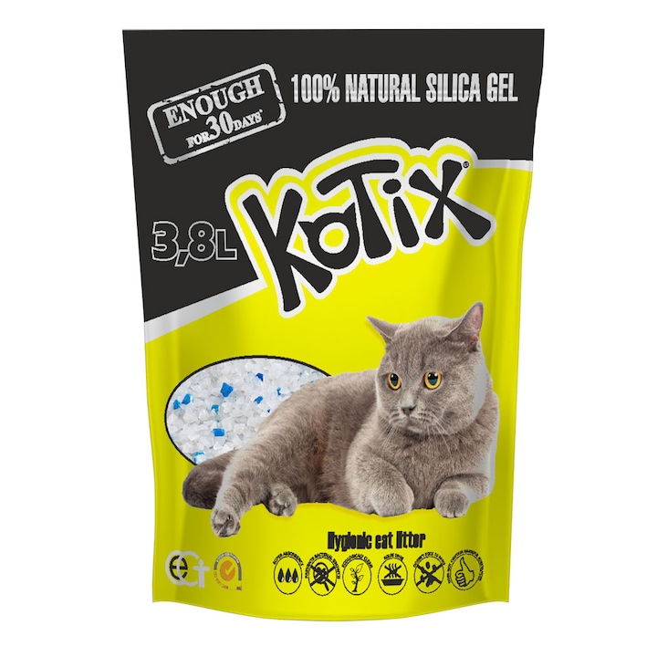Asternut igienic pentru pisici, silicat, Kotix Normal, 3.8L, 1,52kg