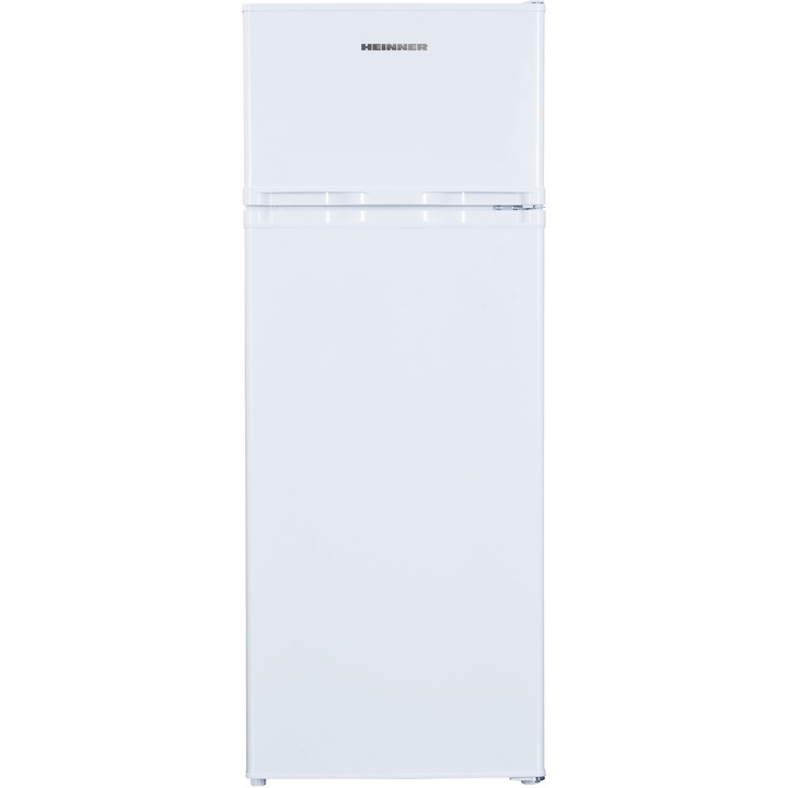 Хладилник с 2 врати Heinner HF-H2206E++, 206 л, Клас Е, LED осветление, 3 стъклени рафта, H 143 см, Бял