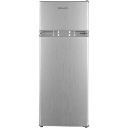 Frigider cu doua usi Heinner HF-H2206SE++, 206 l, Clasa E, lumina LED, 3 rafturi de sticla, H 143 cm, Argintiu