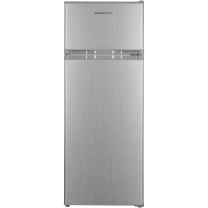 Хладилник с 2 врати Heinner HF-H2206SE++, 206 л, Клас Е, LED осветление, 3 стъклени рафта, H 143 см, Сребрист