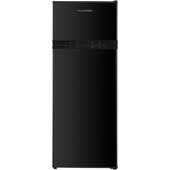 Хладилник с 2 врати Heinner HF-H2206BKE++, 206 л, Клас Е, LED осветление, 3 стъклени рафта, H 143 см, Черен