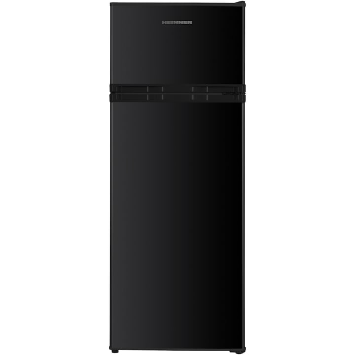 Хладилник с 2 врати Heinner HF-H2206BKE++, 206 л, Клас Е, LED осветление, 3 стъклени рафта, H 143 см, Черен